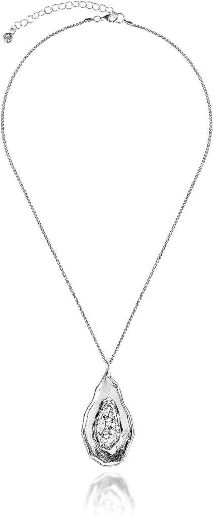 925 Sterling Silver CZ Shield Necklace Pendant With A White Marquise Shaped Vintage 16 Chain And Extender Hypoallergenic Nickel and Lead-free Artisan Handcrafted Designer Collection, Made in Israel