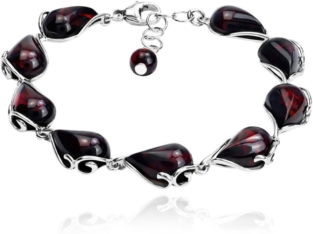 Ian and Valeri Co. Cherry Amber Sterling Silver Bracelet 21cm